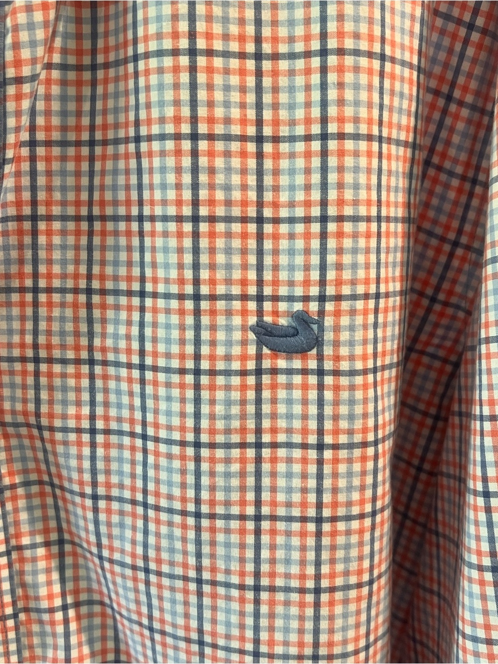 Southern Marsh Men’s XL Plaid Button Down Shirt Orange Blue Check Long Sleeve - Picture 6 of 7